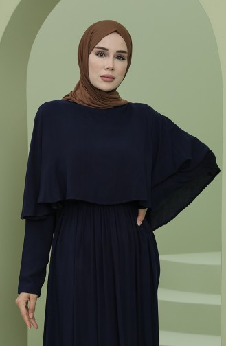 Dunkelblau Hijab Kleider 8329-01