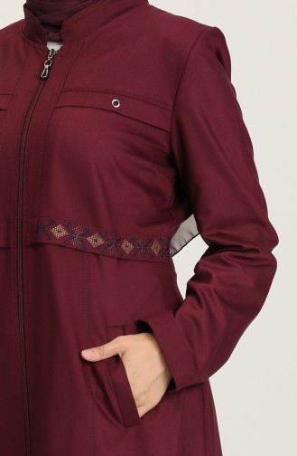 Kuş Gözü Detaylı Ferace 0432-01 Bordo