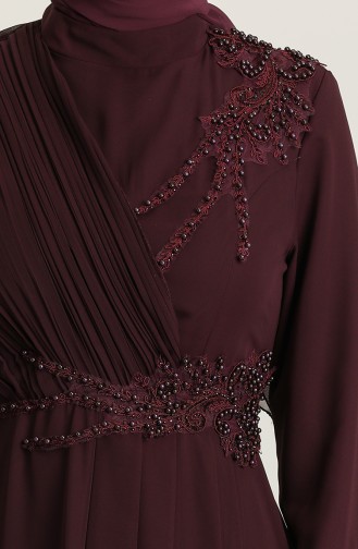 Plum Hijab Evening Dress 52791-01