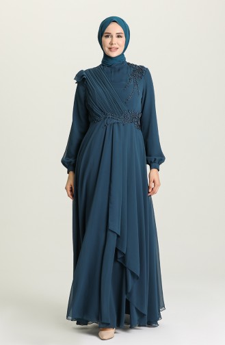 Petroleum Hijab-Abendkleider 52791-02