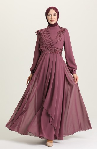 Dusty Rose Hijab Evening Dress 52791-03