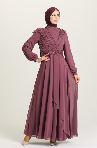 Dusty Rose Hijab Evening Dress 52791-03