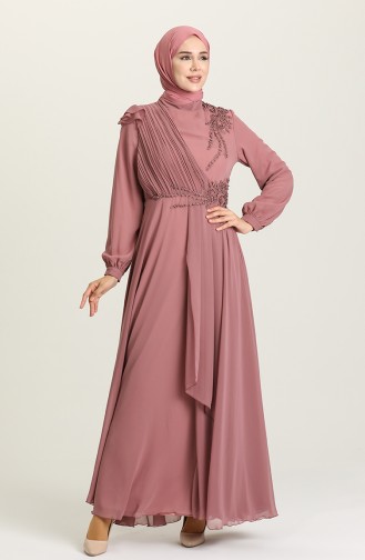 Powder Hijab Evening Dress 52791-05