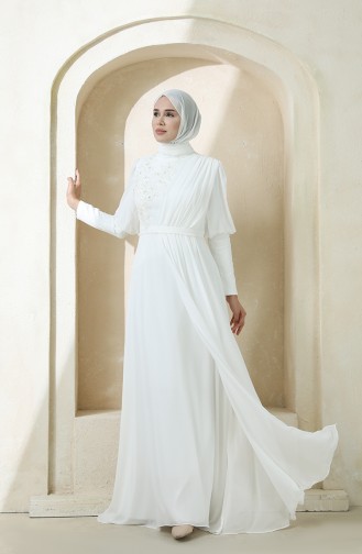 Naturfarbe Hijab-Abendkleider 1112-01