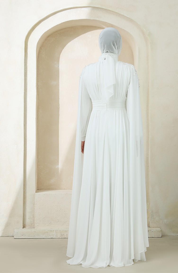 ecru hijab evening dress product info and reviews Ecru Hijab Evening Dress 3401-01