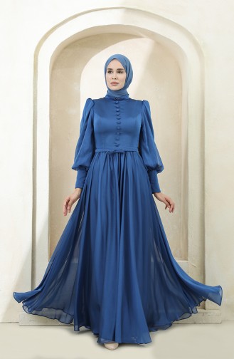 Indigo Hijab-Abendkleider 3404-02