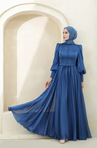 Indigo Hijab Evening Dress 3404-02