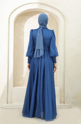 Indigo Hijab Evening Dress 3404-02