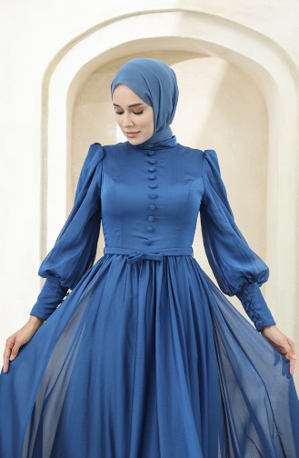 Indigo Hijab Evening Dress 3404-02
