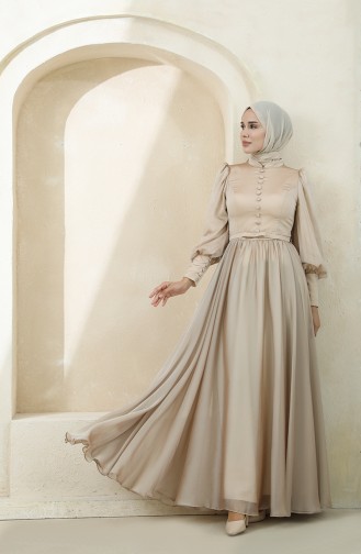 Mink Hijab Evening Dress 3404-05