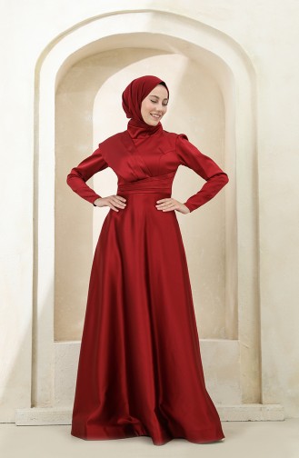 Weinrot Hijab-Abendkleider 4832-01