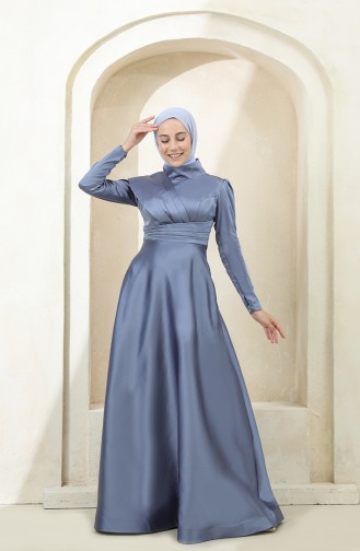 Indigo Hijab Evening Dress 4832-03