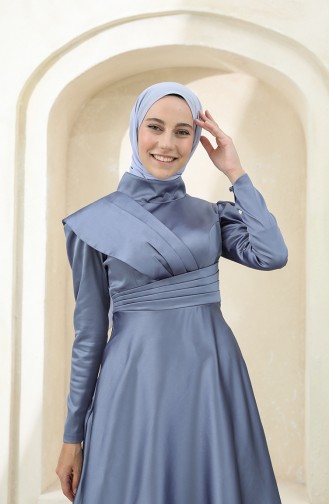 Indigo Hijab Evening Dress 4832-03