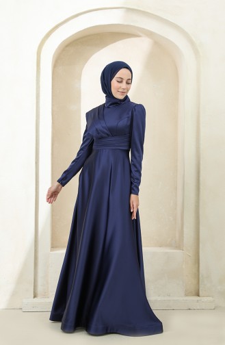 Navy Blue İslamitische Avondjurk 4832-04