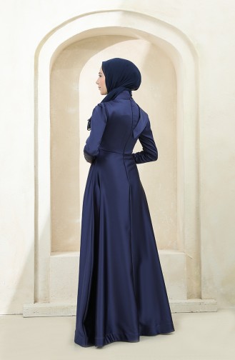 Navy Blue İslamitische Avondjurk 4832-04