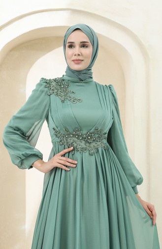 Green Hijab Evening Dress 4869-06