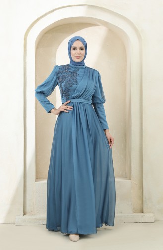 Indigo Hijab-Abendkleider 4876-01