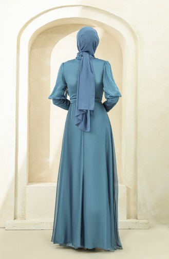 Indigo Hijab Evening Dress 4876-01