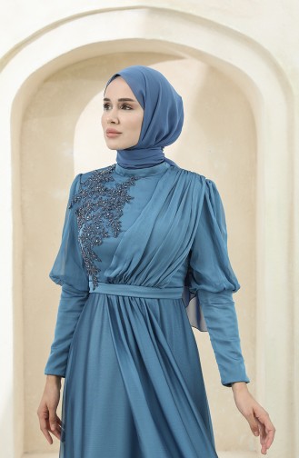 Indigo Hijab-Abendkleider 4876-01