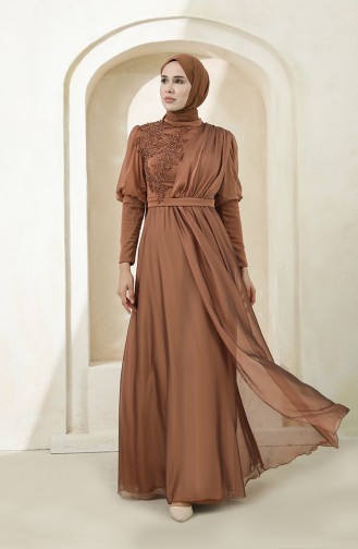 Onion Peel Hijab Evening Dress 4876-03