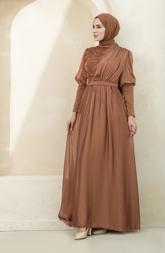 Onion Peel Hijab Evening Dress 4876-03