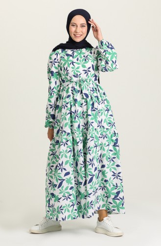 Green Hijab Dress 5413-04