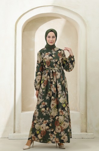 Khaki Hijab Dress 22K1408-01