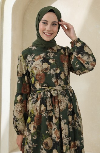 Khaki Hijab Dress 22K1408-01