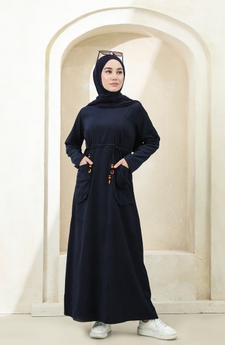 Navy Blue Hijab Dress 22K1608-01