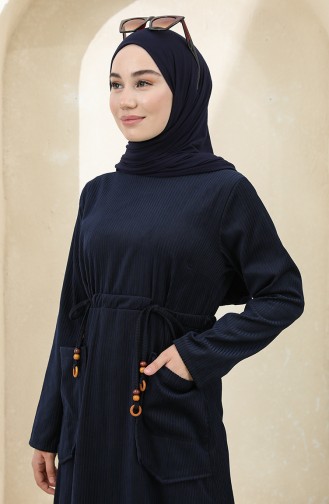 Navy Blue Hijab Dress 22K1608-01