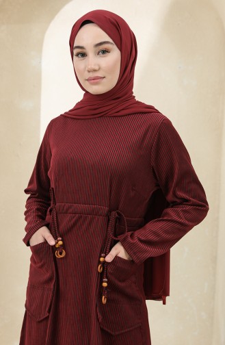 Claret Red Hijab Dress 22K1608-03