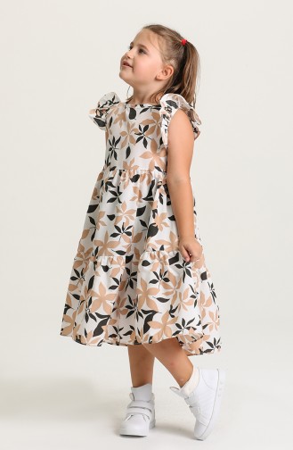 Beige Children`s Dress 5407-03