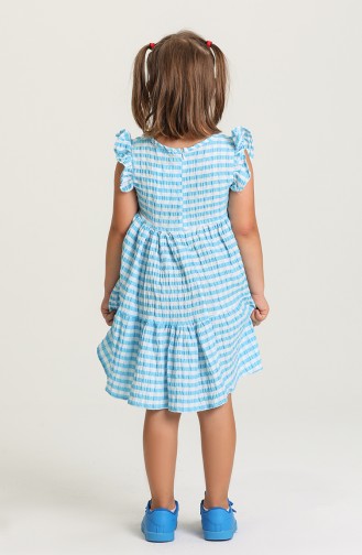 Pötikare Desenli Çocuk Elbisesi 5409-03 Mavi