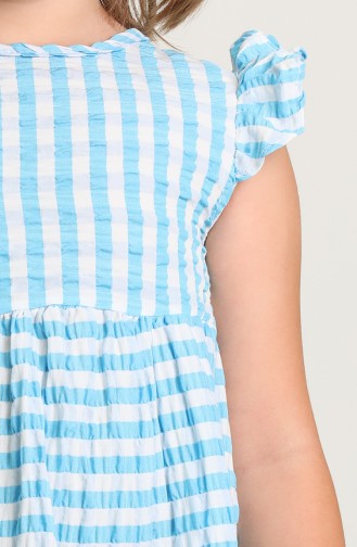 Pötikare Desenli Çocuk Elbisesi 5409-03 Mavi