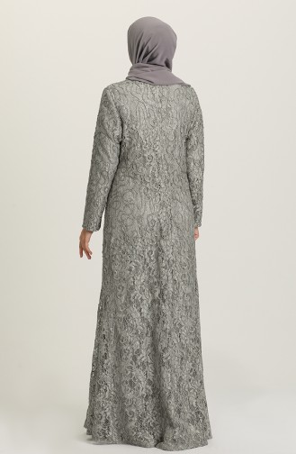 Gray Hijab Evening Dress 3005-02