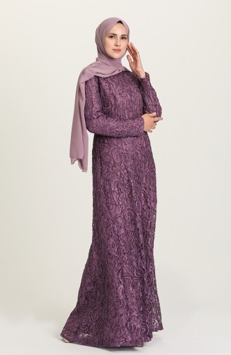 Dusty Rose Hijab Evening Dress 3005-04