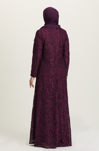 Purple Hijab Evening Dress 3005-05