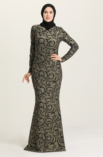 Simli Balık Abiye Elbise 0802A-01 Siyah Gold