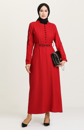Claret Red Hijab Dress 2220-01