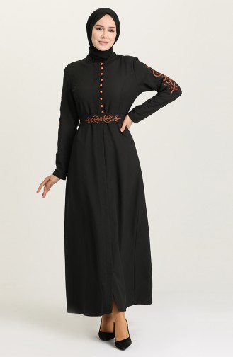 Schwarz Hijab Kleider 2220-04