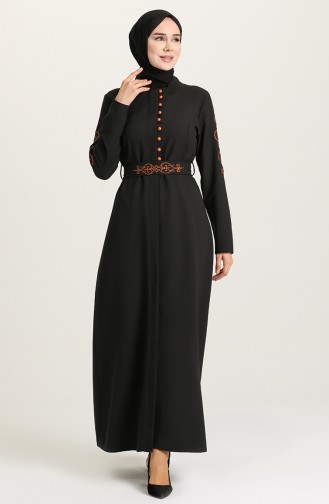 Schwarz Hijab Kleider 2220-04