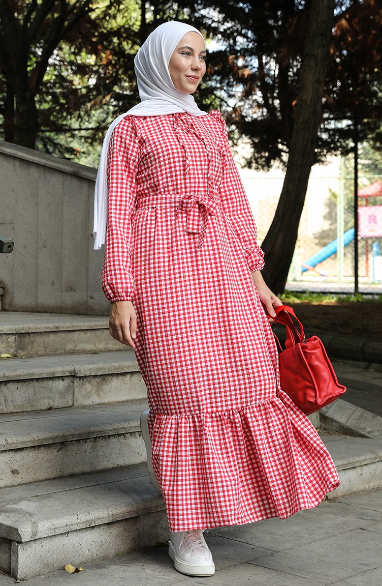 Red Hijab Dress 5050-02