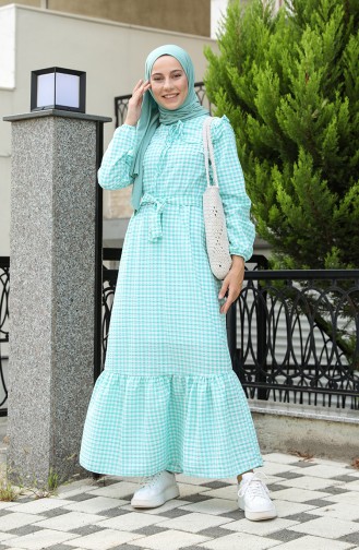 Grün Hijab Kleider 5050-07