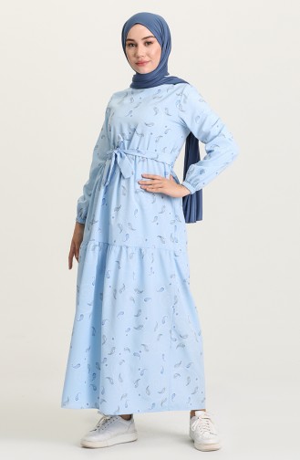 Robe Hijab Bleu Bébé 4655-01