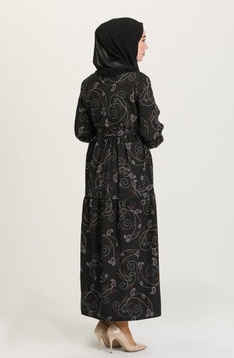 Pileli Elbise 4655-04 Siyah