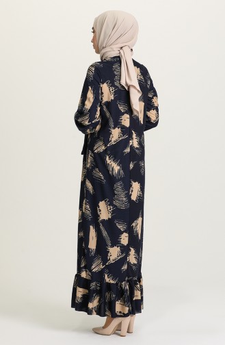 Navy Blue Hijab Dress 15029-02
