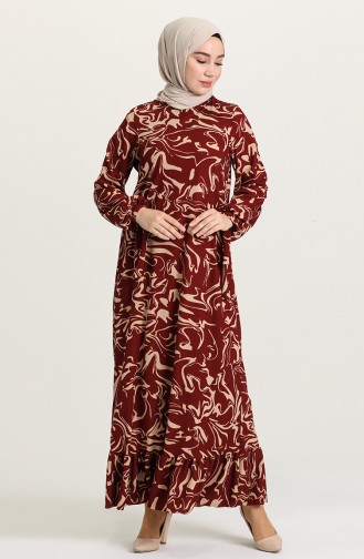 Claret Red Hijab Dress 15029A-02