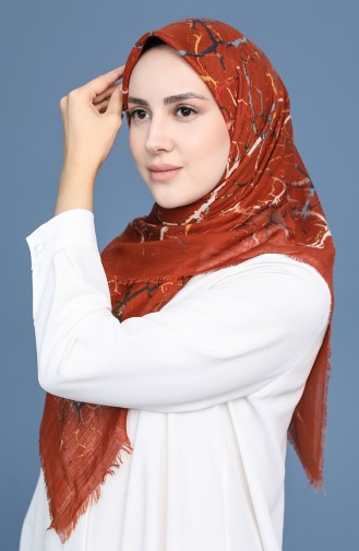 Desenli Flamlı Eşarp 11419-07 Kiremit