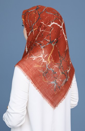 Desenli Flamlı Eşarp 11419-07 Kiremit