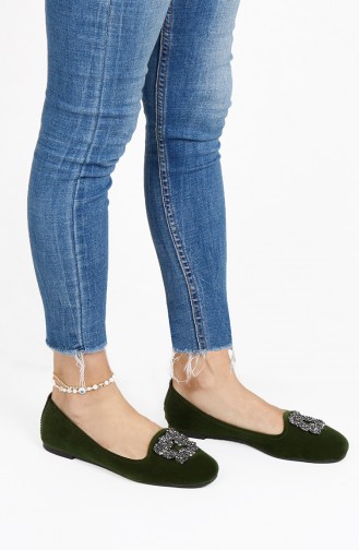 Khaki Women`s Flats 0189-05